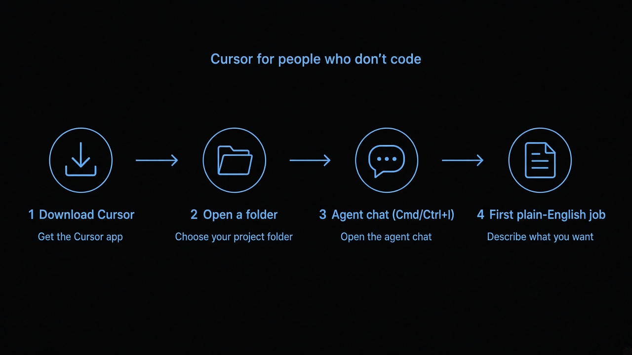 Download → open folder → Agent → first job
