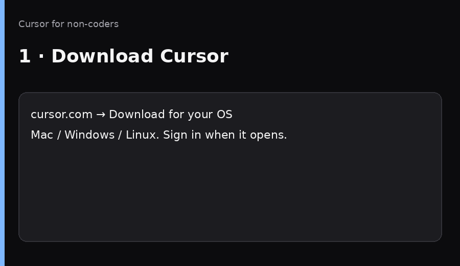 GIF — download → folder → Agent → first job