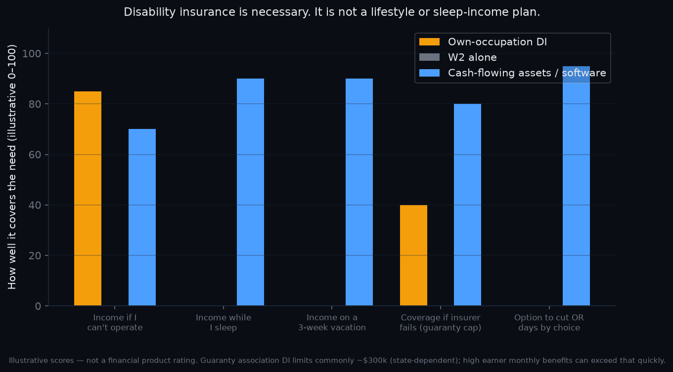What disability insurance covers vs what assets cover