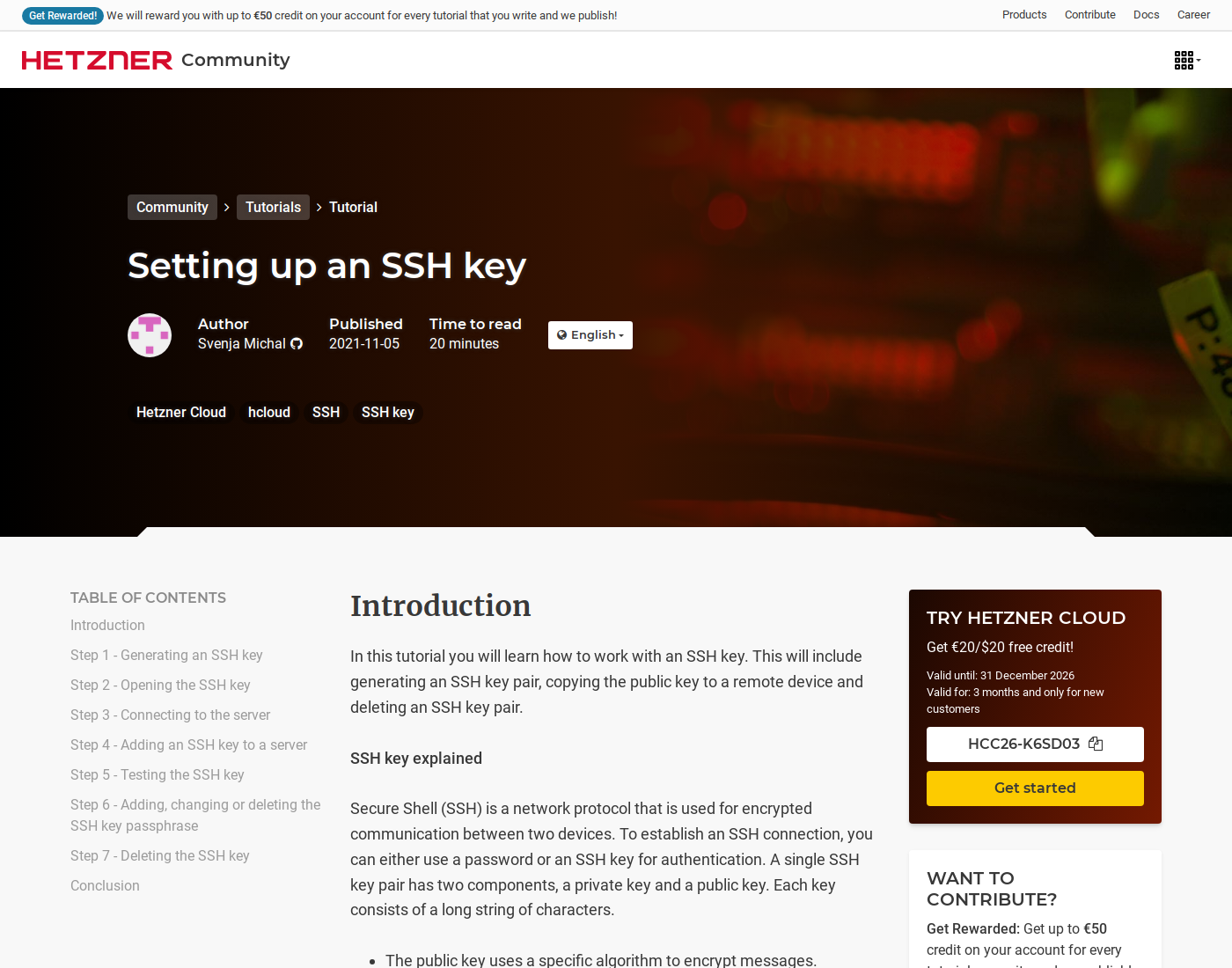 Hetzner community tutorial — SSH keys