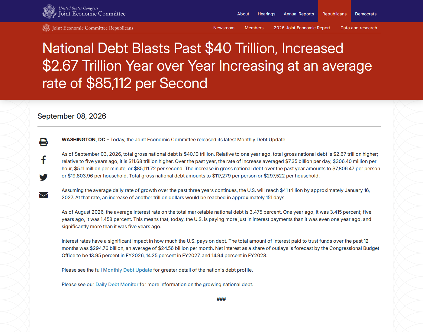 JEC — national debt past $40 trillion