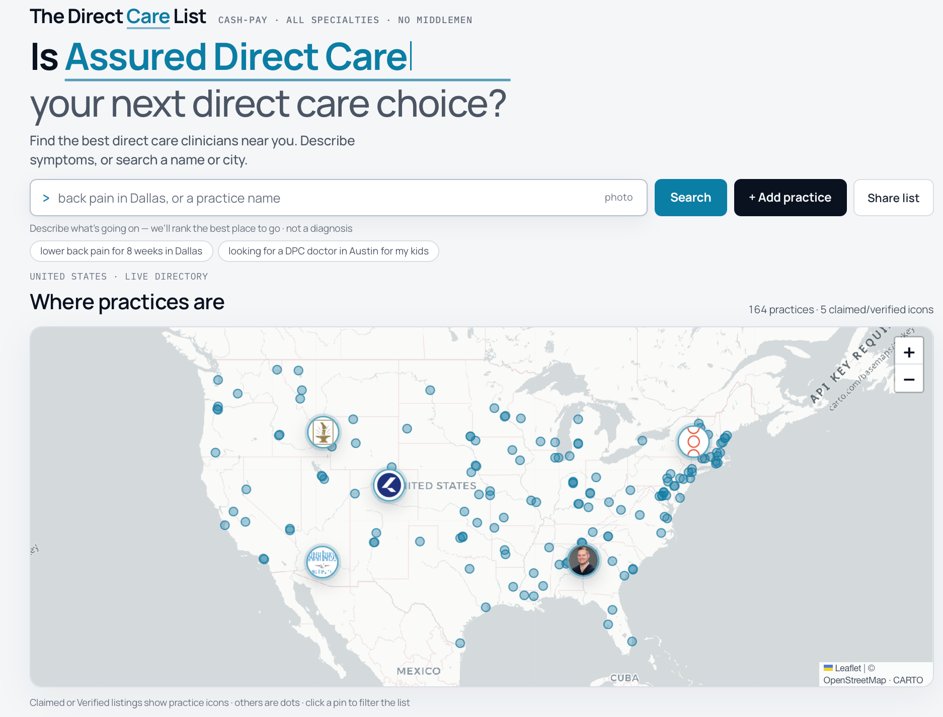 Screenshot attached to the Direct Care List launch on OrthoAndSpineTools
